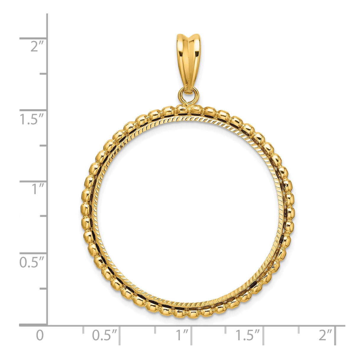 33 mm 14k Yellow Gold coin bezel for 32.7 mm Coin — size reference (ruler)