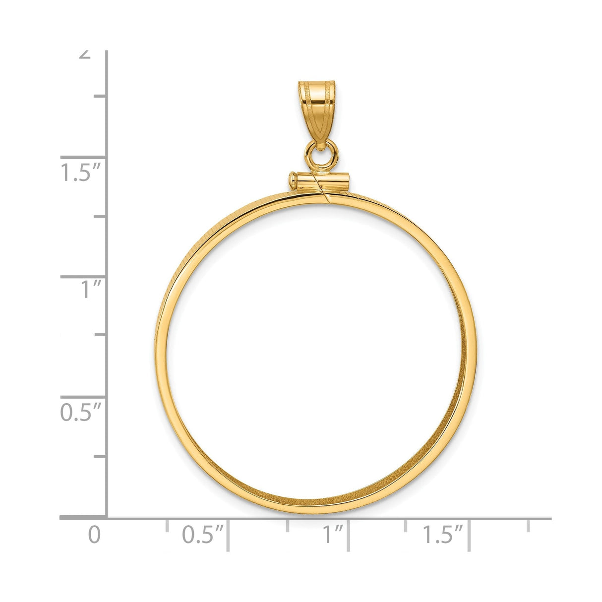 33 mm 14k Yellow Gold coin bezel for 32.7 mm Coin — size reference (ruler)