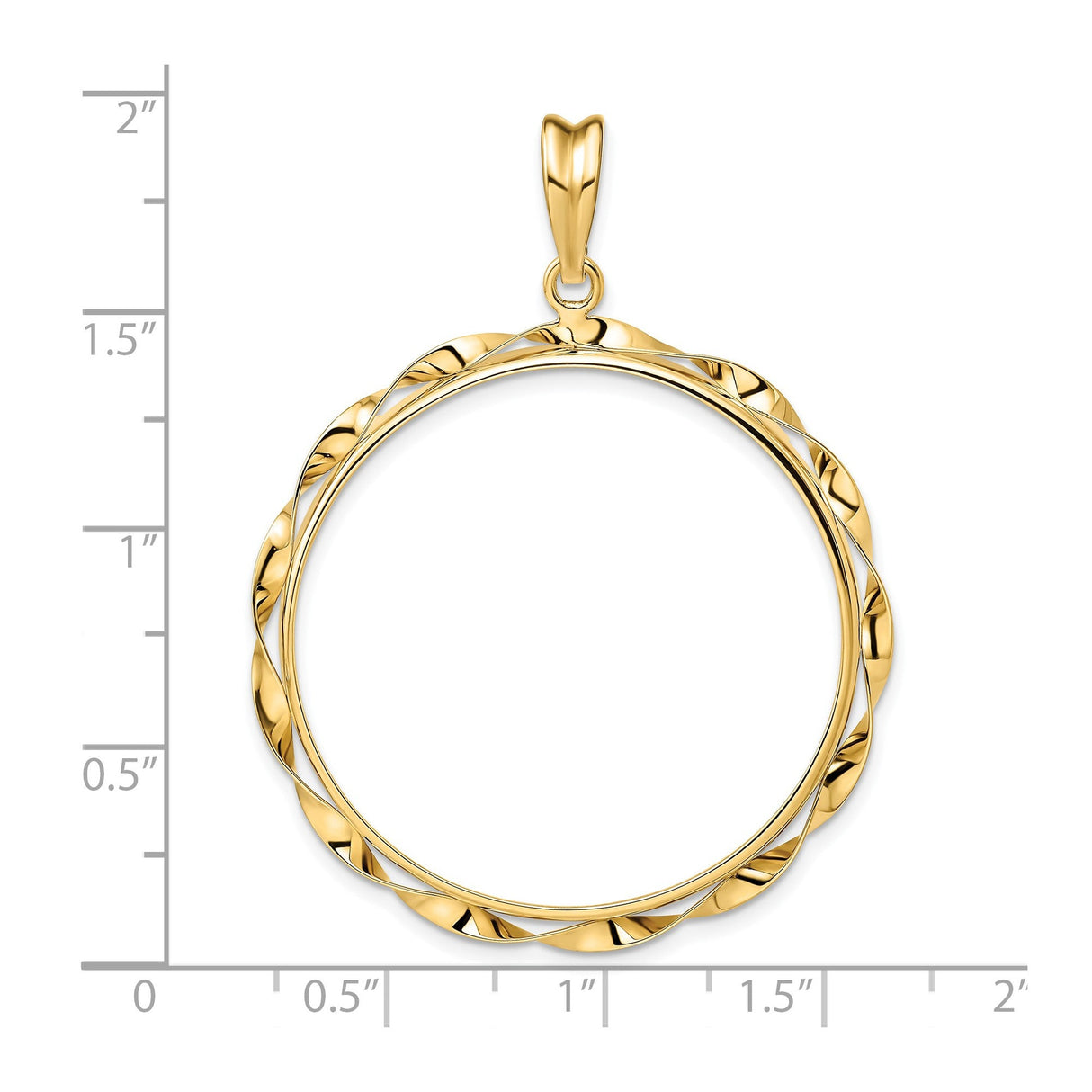 33 mm 14k Yellow Gold coin bezel for 32.7 mm Coin — size reference (ruler)