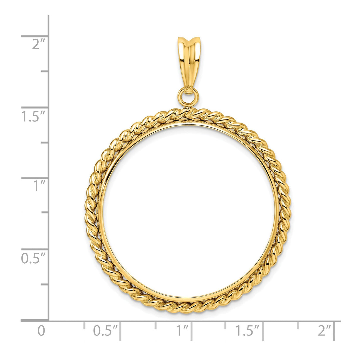 33 mm 14k Yellow Gold coin bezel for 32.7 mm Coin — size reference (ruler)