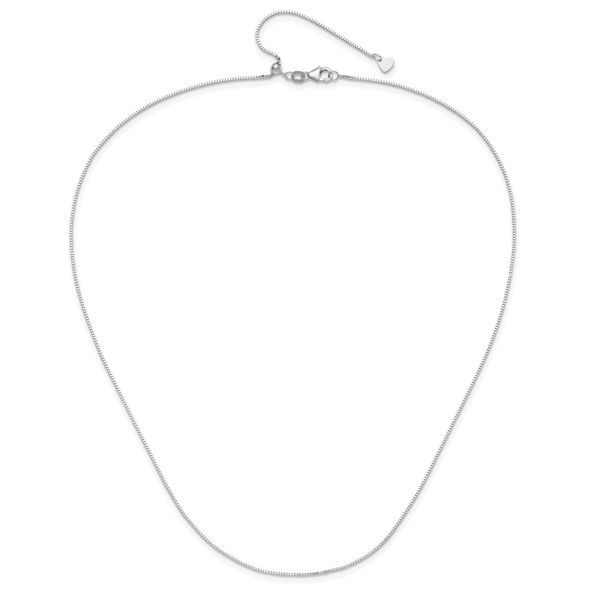 14K White Gold 0.8 mm Box Chain Necklace, Polished alternate angle