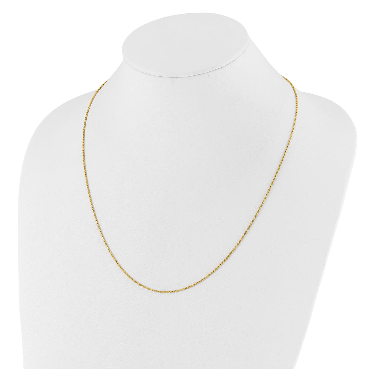 14K Yellow Gold 1.2 mm Rope Chain Necklace, Polished detail view