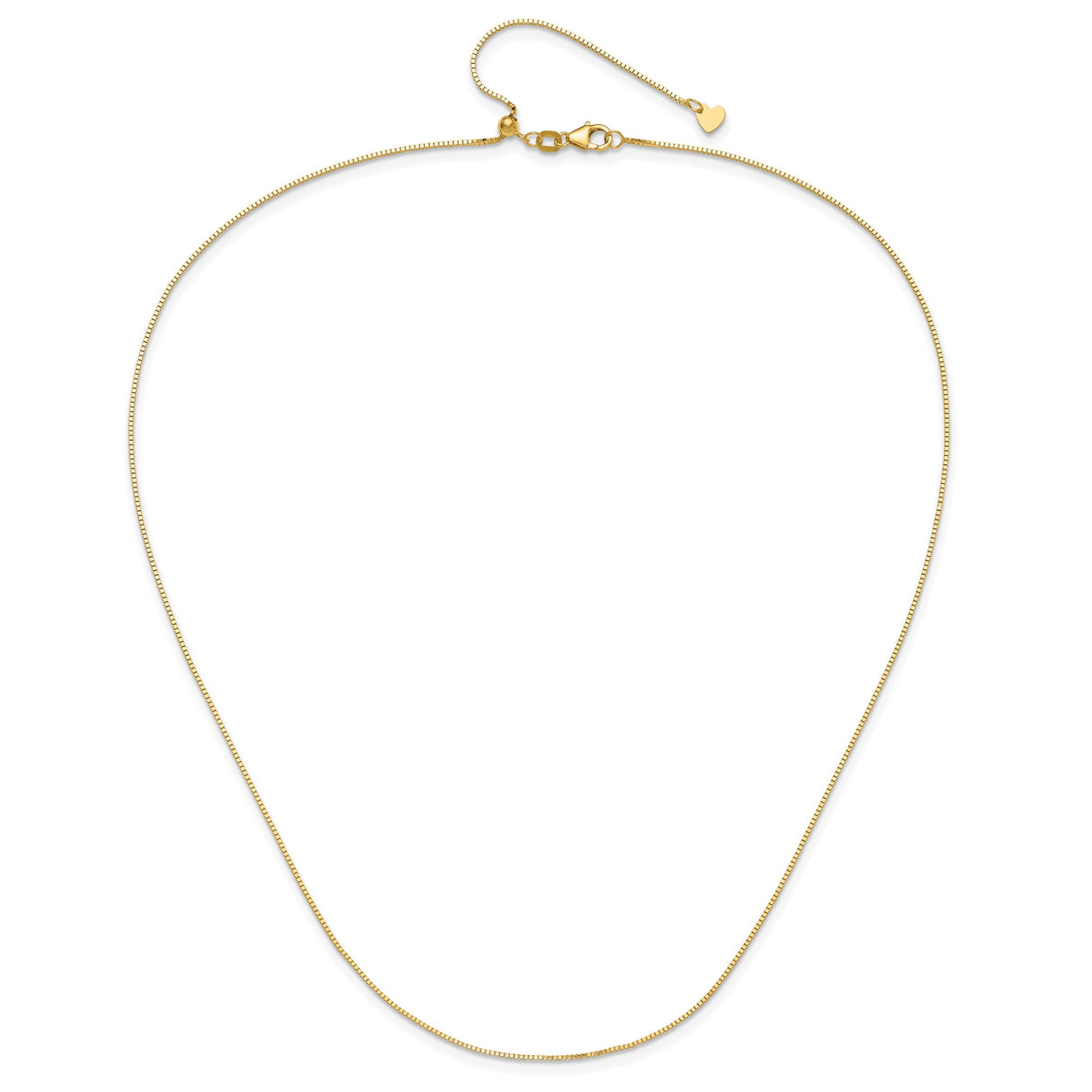 14K Yellow Gold 0.8 mm Box Chain Necklace, Polished alternate angle