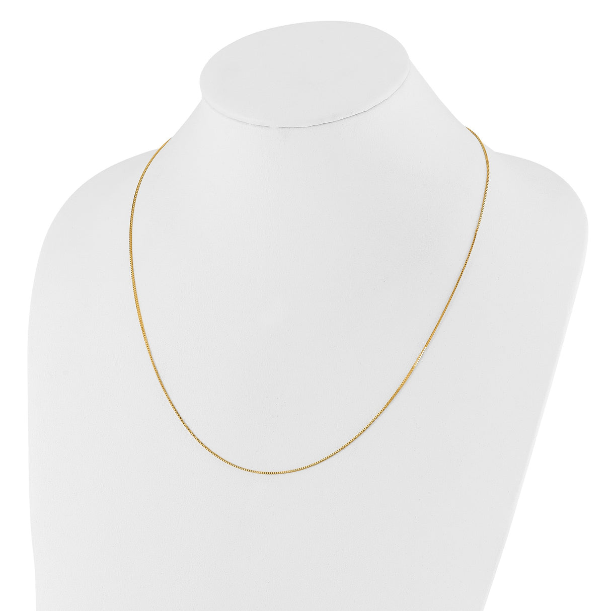 14K Yellow Gold 0.8 mm Box Chain Necklace, Polished detail view