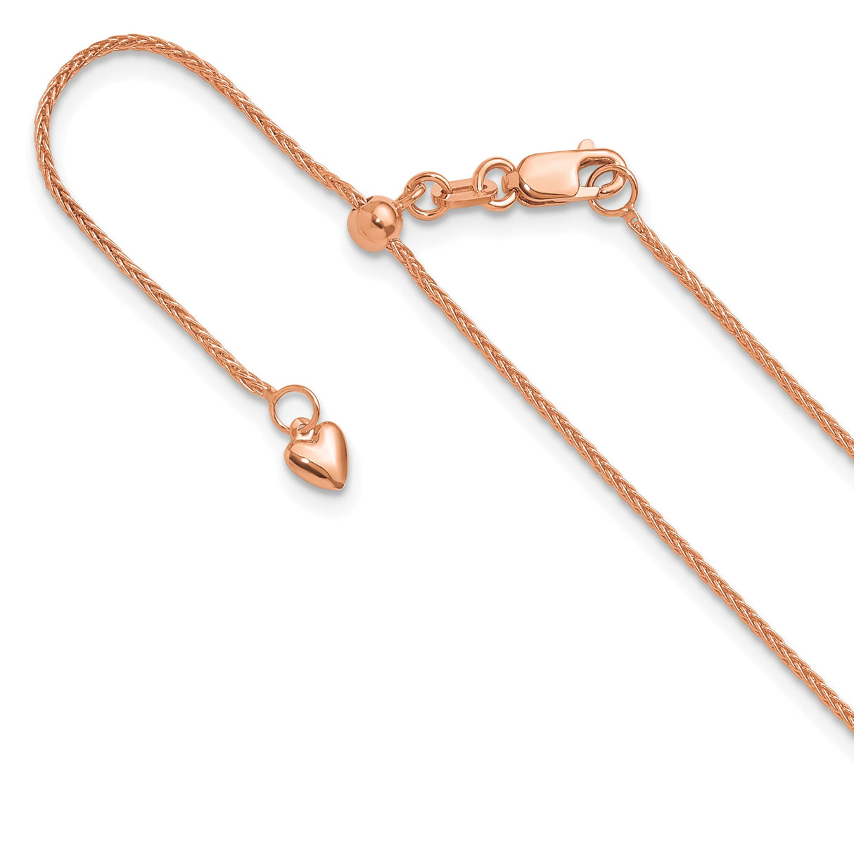 14K Rose Gold 1 mm Polished Chain Necklace detail view