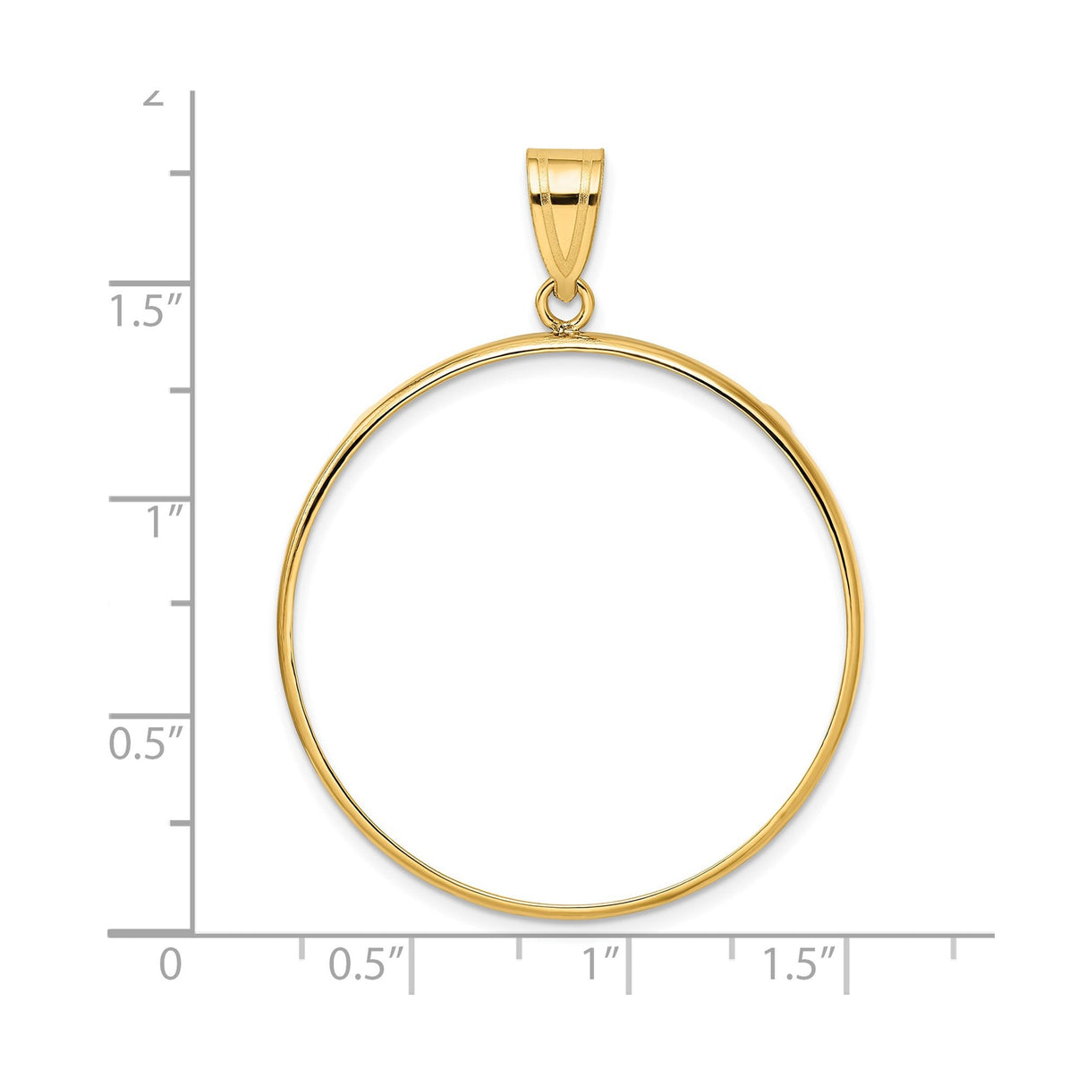 34 mm 14k Yellow Gold coin bezel for 34.2 mm Coin — size reference (ruler)