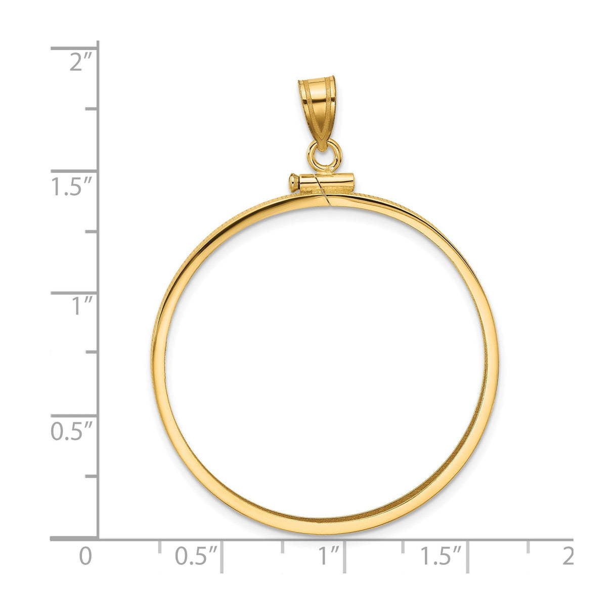 34 mm 14k Yellow Gold coin bezel for 34.2 mm Coin — size reference (ruler)