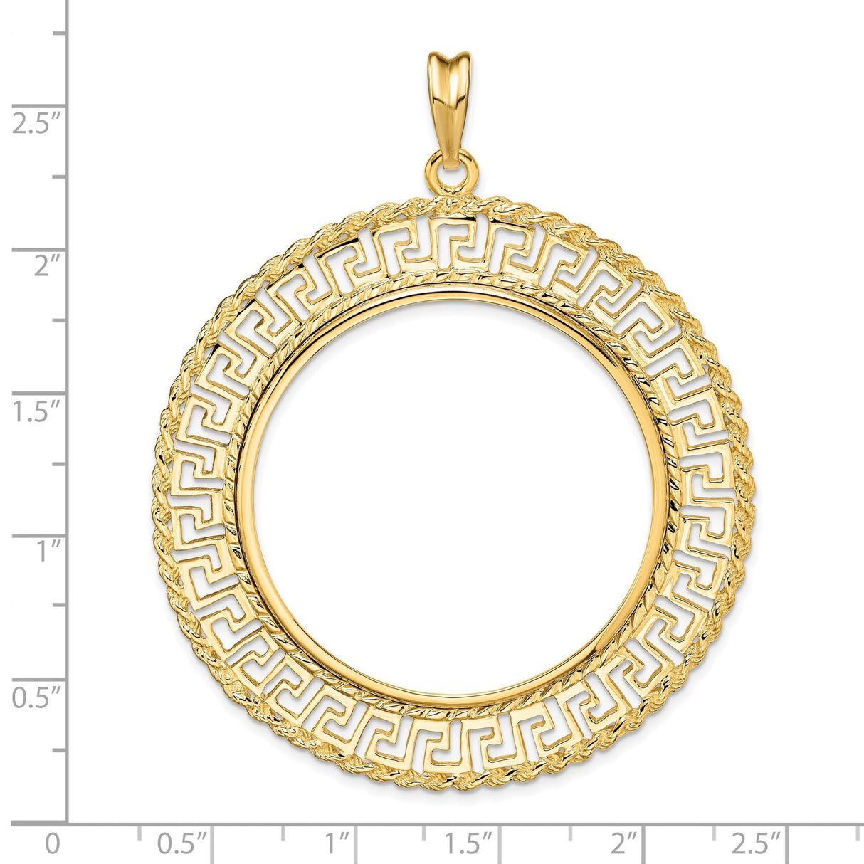 37 mm 14k Yellow Gold coin bezel for 37 mm Coin — size reference (ruler)