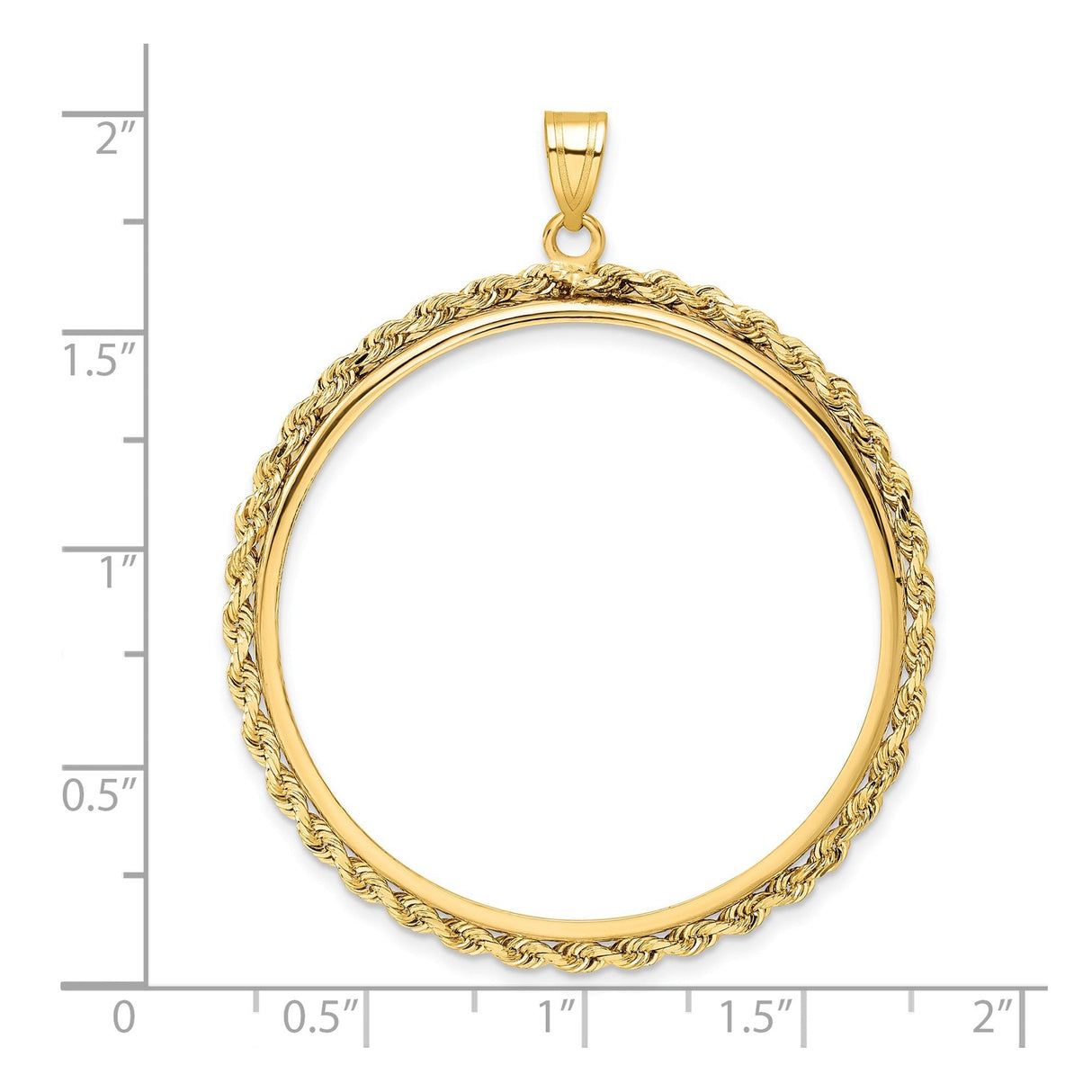 37 mm 14k Yellow Gold coin bezel for 37 mm Coin — size reference (ruler)