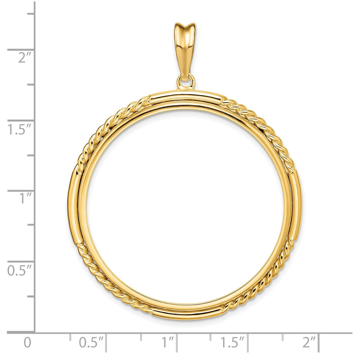 37 mm 14k Yellow Gold coin bezel for 37 mm Coin — size reference (ruler)