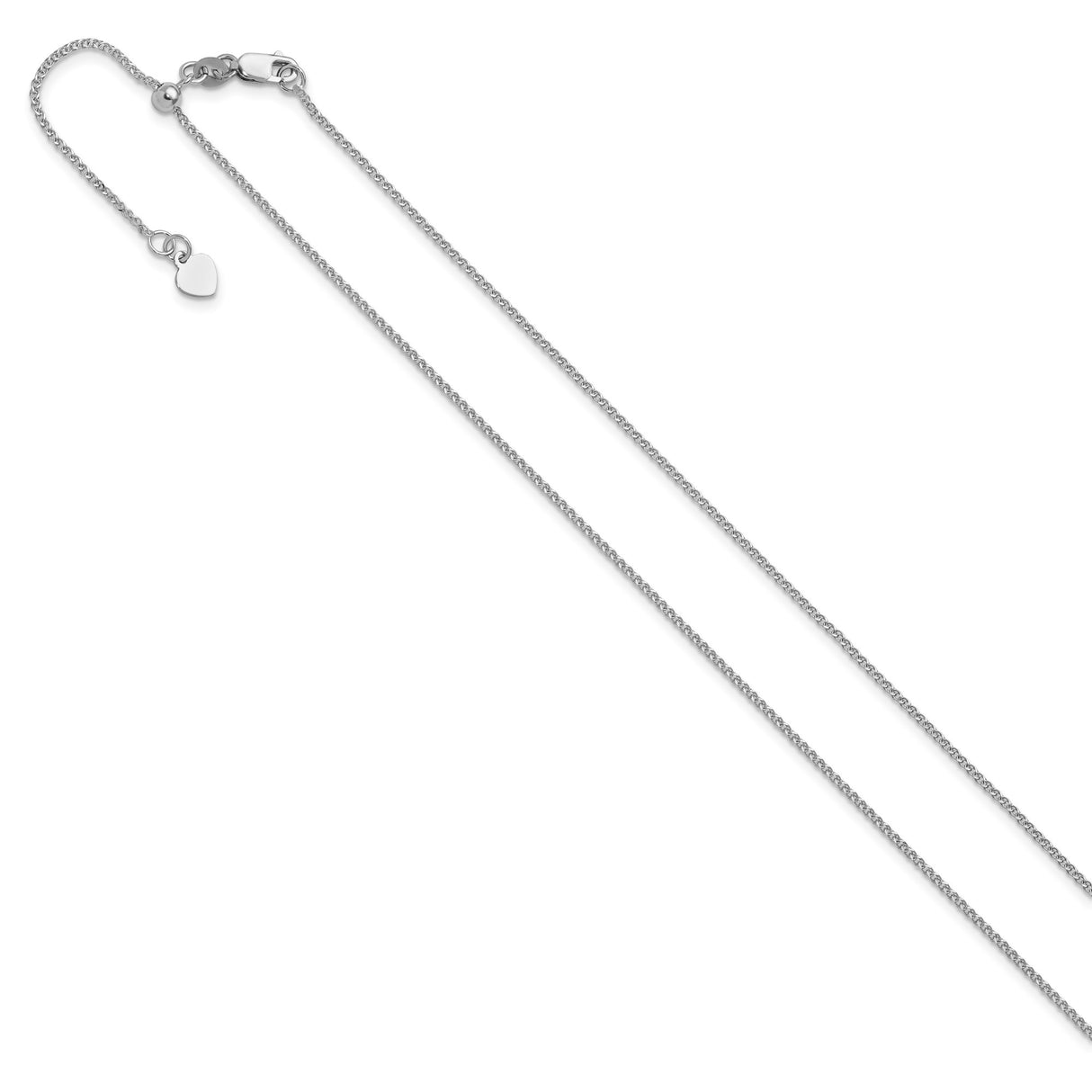14K White Gold 1.2 mm Rope Chain Necklace, Polished