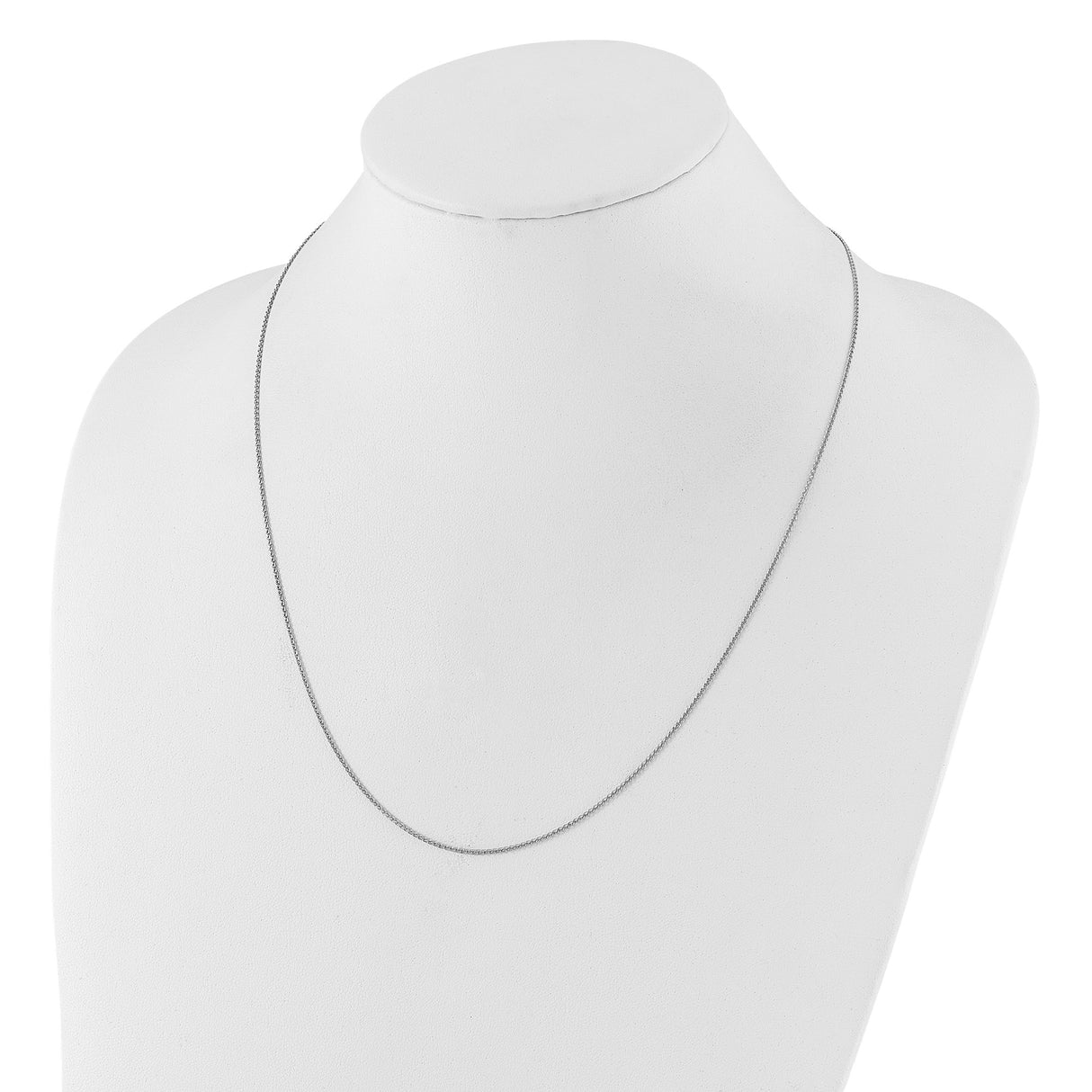14K White Gold 1.2 mm Rope Chain Necklace, Polished detail view