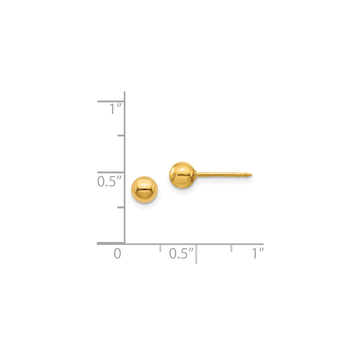 14k Yellow Gold Ball Stud Earrings, Classic Minimalist Design for Women and Unisex Wear