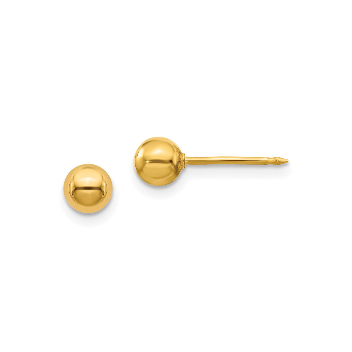14k Yellow Gold Ball Stud Earrings, Classic Minimalist Design for Women and Unisex Wear