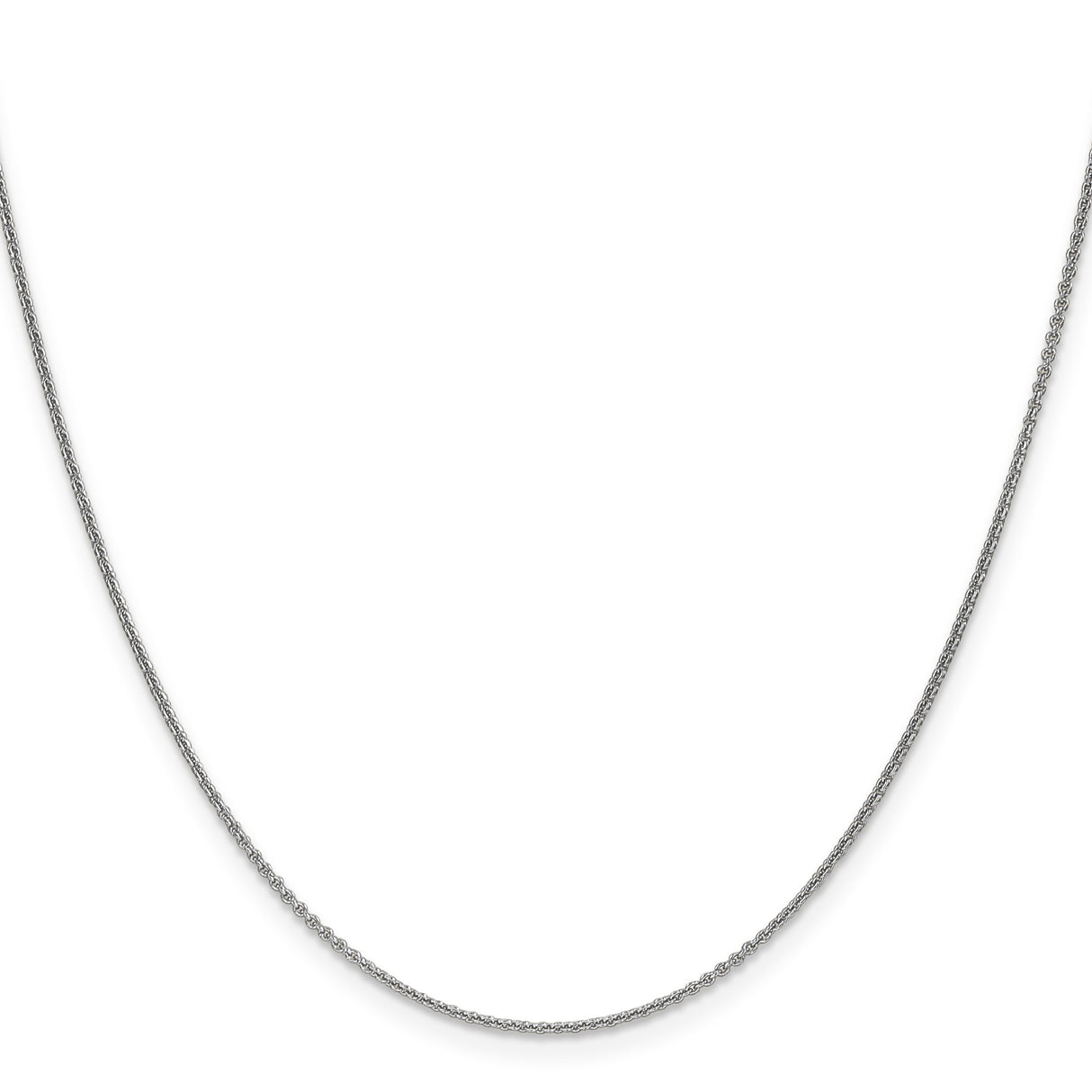 14K White Gold 1.1 mm Polished Chain Necklace, Solid