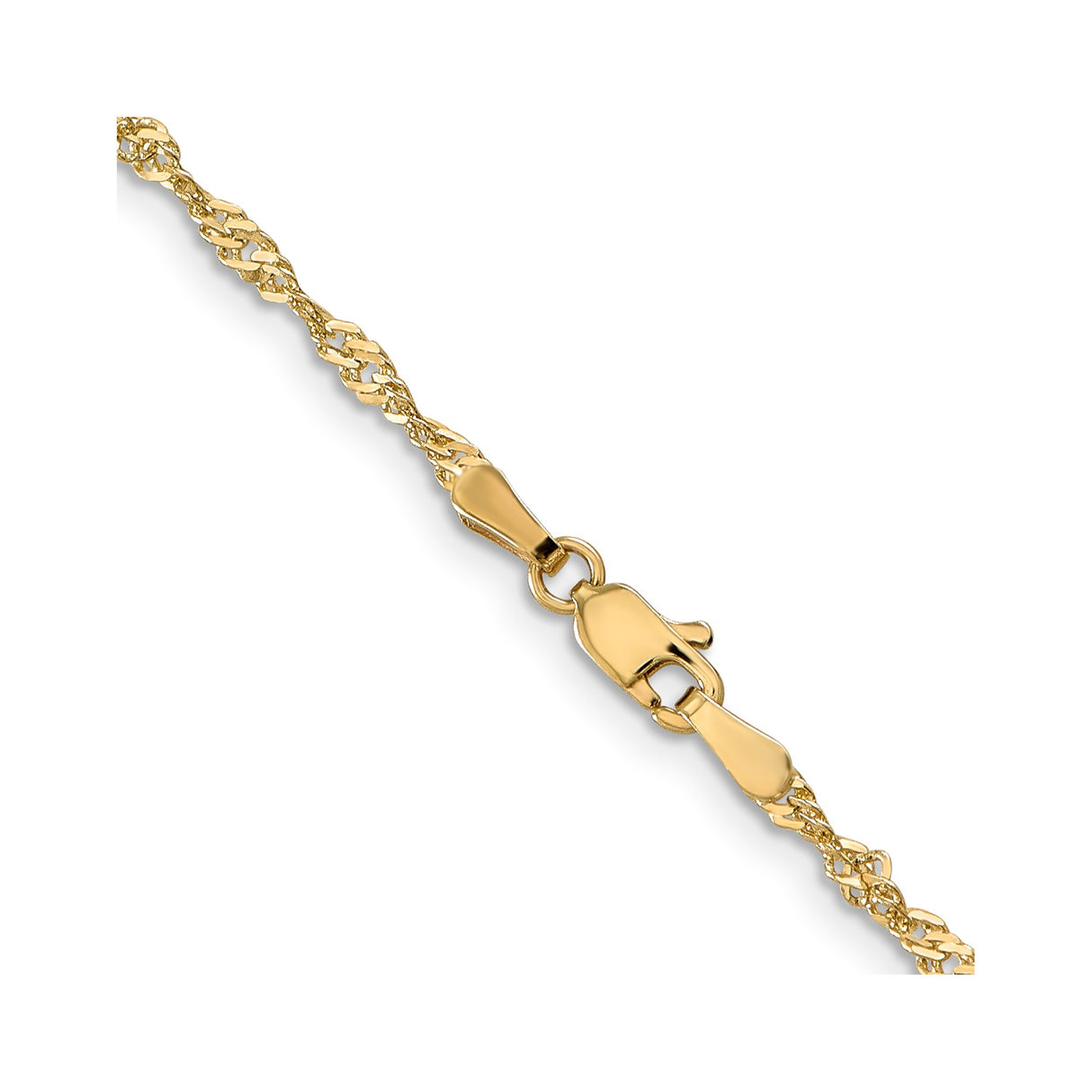 14K Yellow Gold 1.9 mm Singapore Chain Necklace, Polished alternate angle