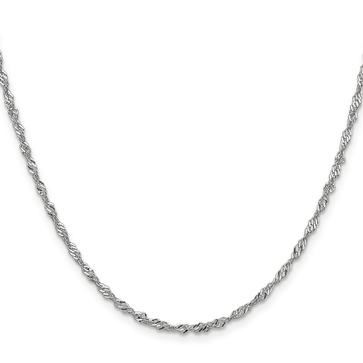 14K White Gold 1.9 mm Singapore Chain Necklace, Polished