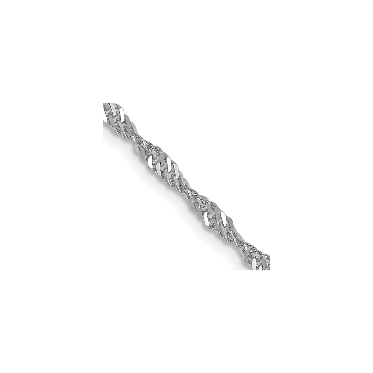 14K White Gold 1.9 mm Singapore Chain Necklace, Polished detail view