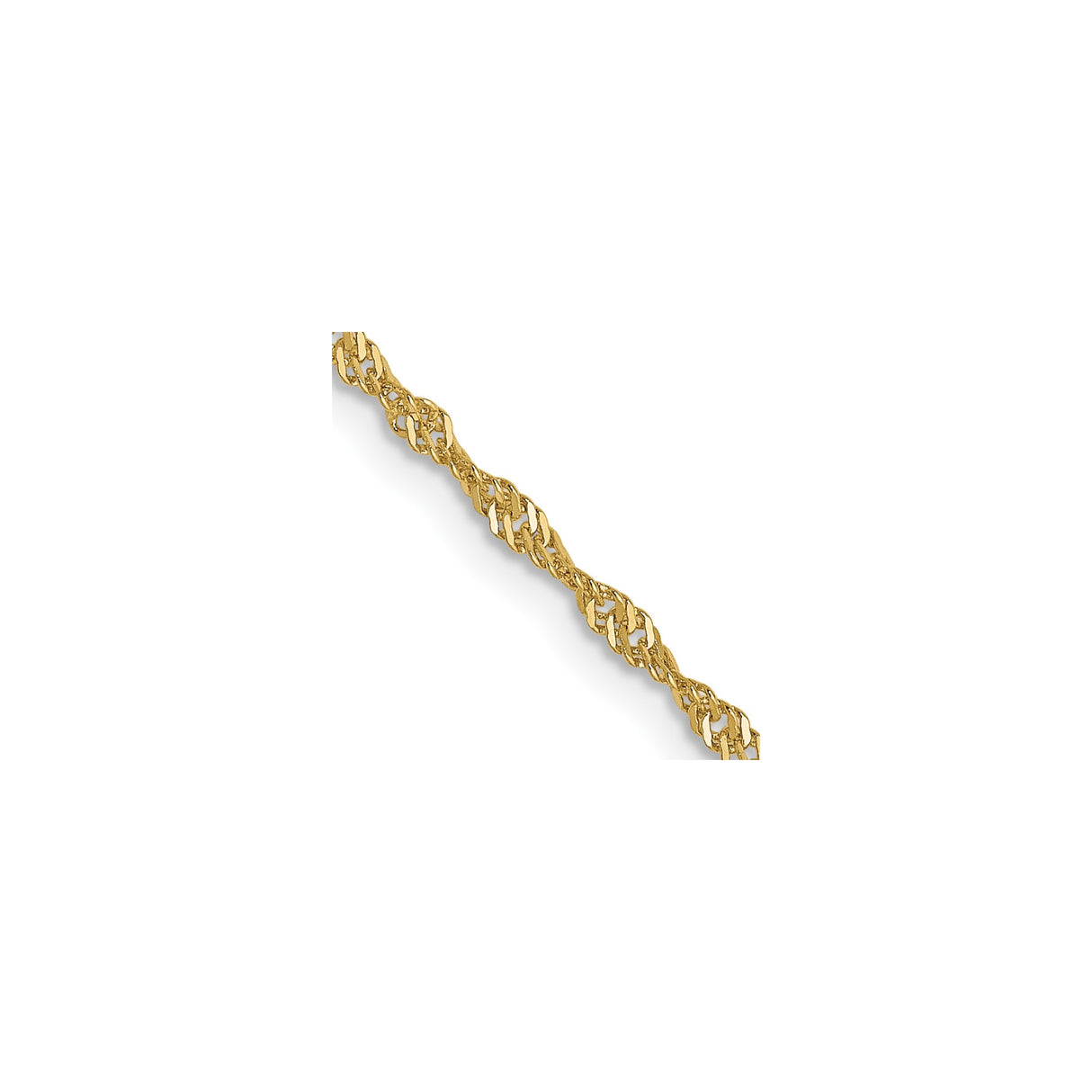 10K Yellow Gold 1.3 mm Singapore Chain Necklace, Polished detail view