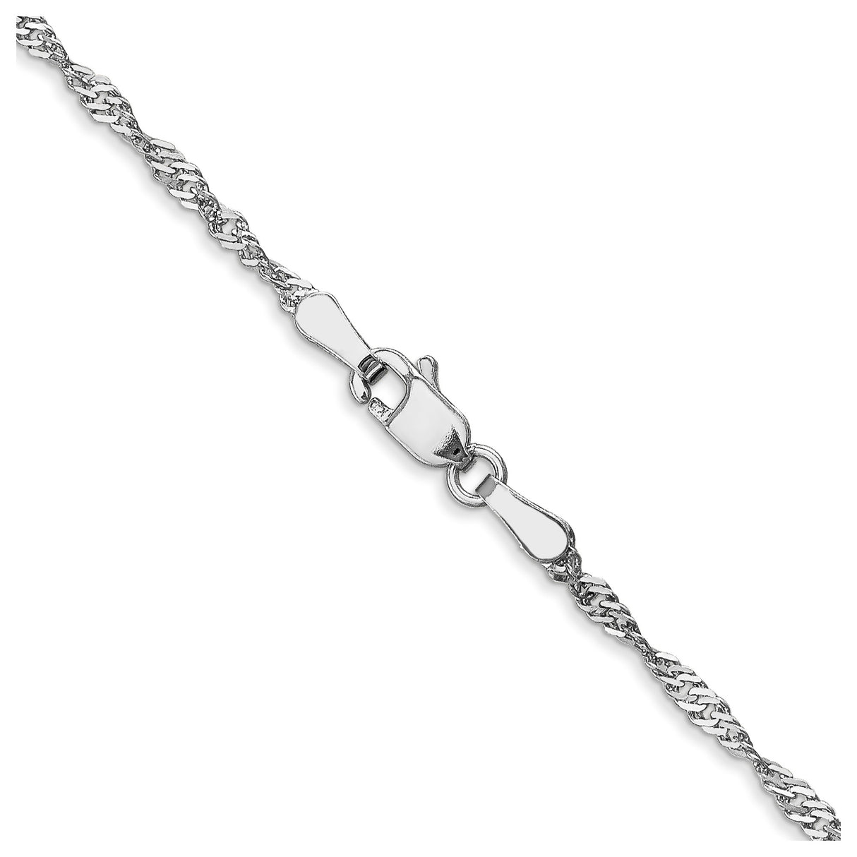 14K White Gold 1.6 mm Singapore Chain Necklace, Polished alternate angle
