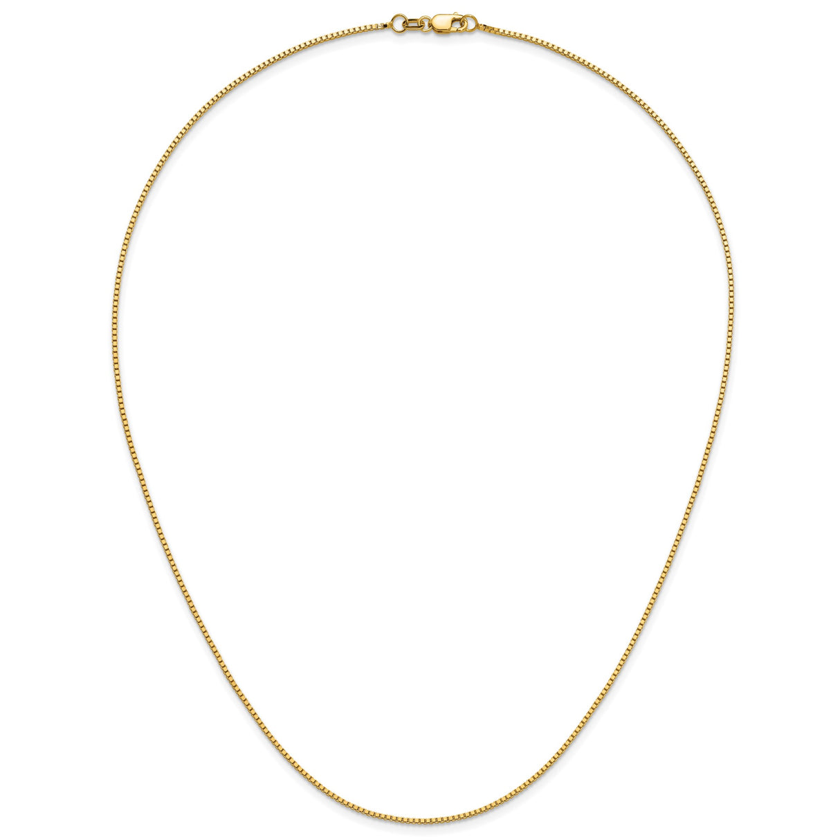 14K Yellow Gold 1 mm Box Chain Necklace, Polished detail view