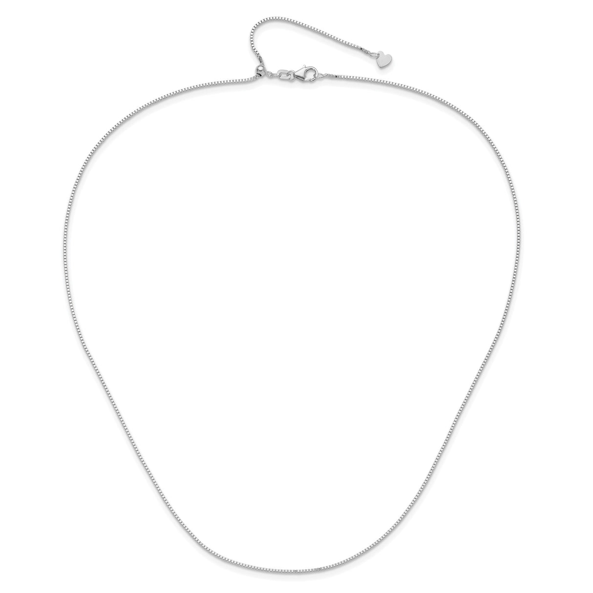 10K White Gold 0.9 mm Box Chain Necklace, Polished alternate angle