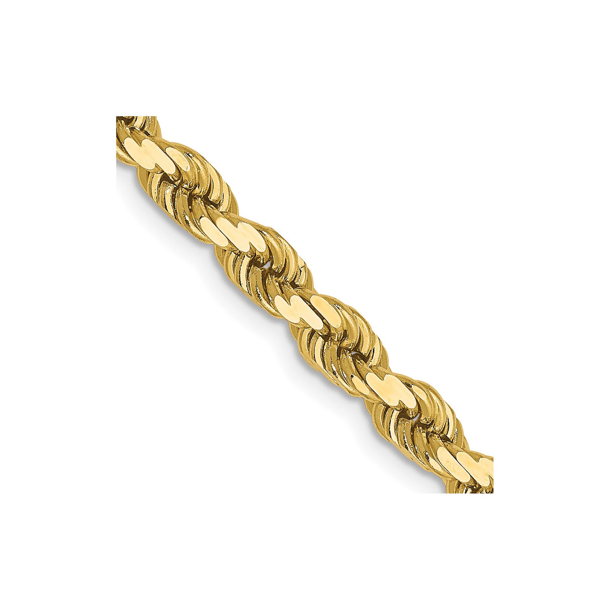 10K Yellow Gold 4 mm Rope Chain Necklace, Polished detail view