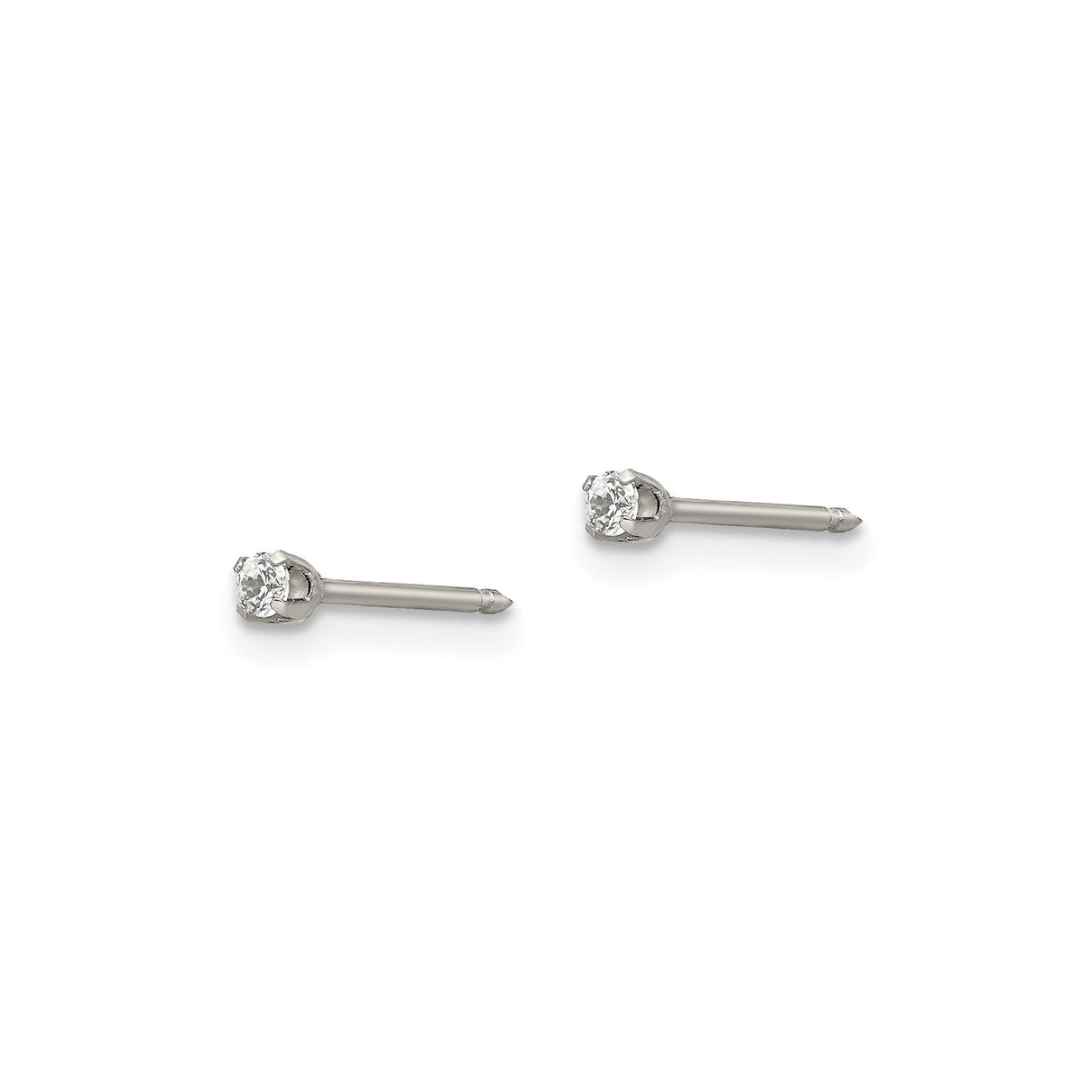 Stainless Steel Stud Earrings with Round Clear Cubic Zirconia, Minimalist Unisex Design