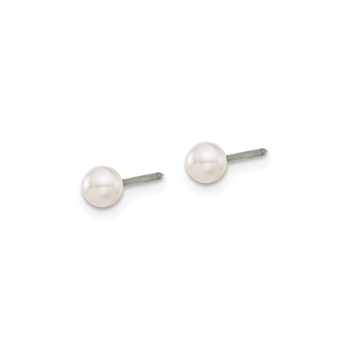 Titanium Stud Earrings with Simulated Pearl, Hypoallergenic Minimalist Design for Women