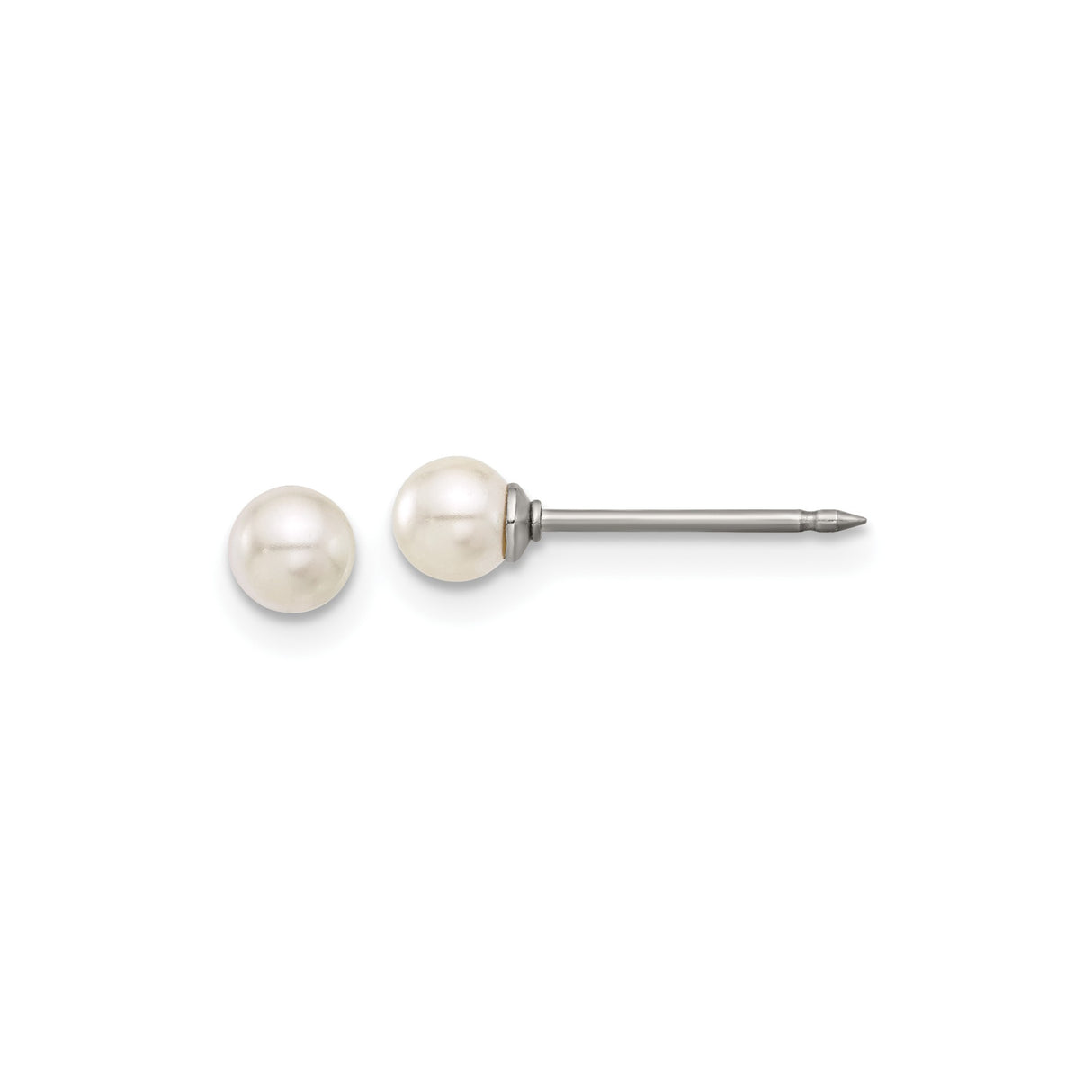 Titanium Stud Earrings with Simulated Pearl, Hypoallergenic Minimalist Design for Women