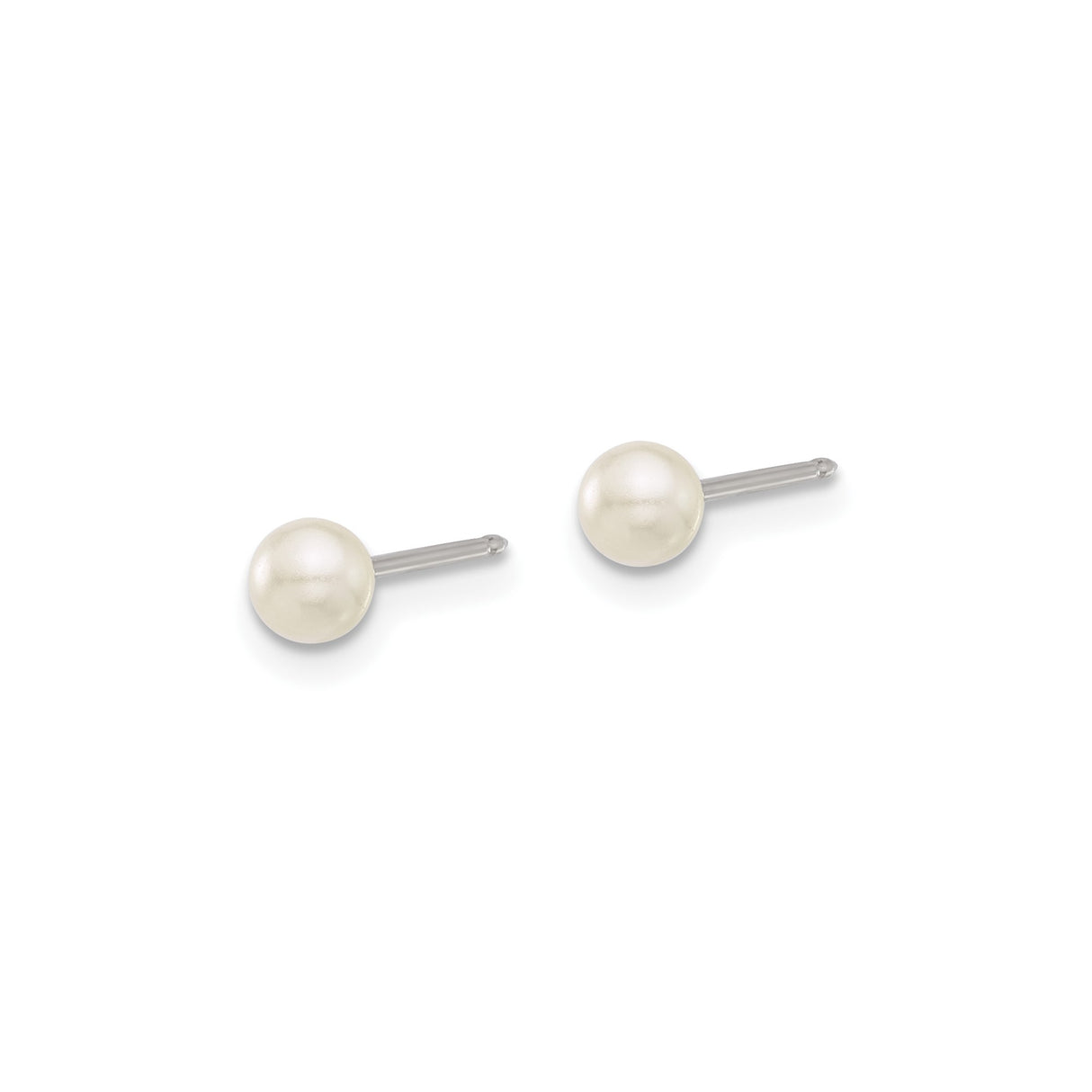 Stainless Steel Stud Earrings with Simulated Pearl, Classic Round Design, Hypoallergenic Jewelry