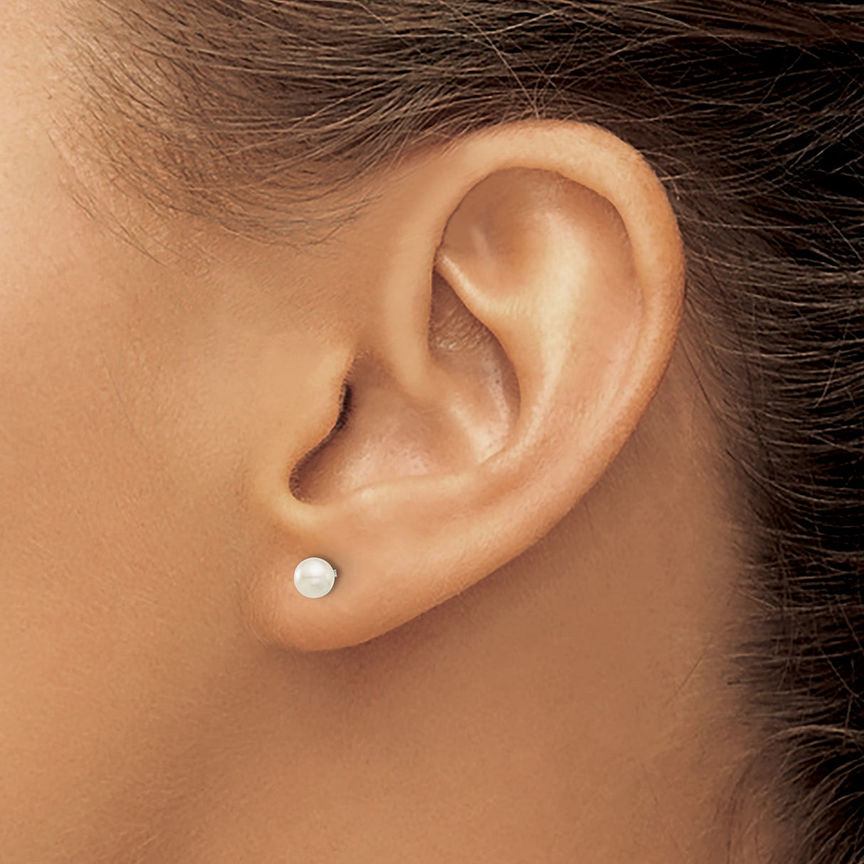 Stainless Steel Stud Earrings with Simulated Pearl, Classic Round Design, Hypoallergenic Jewelry