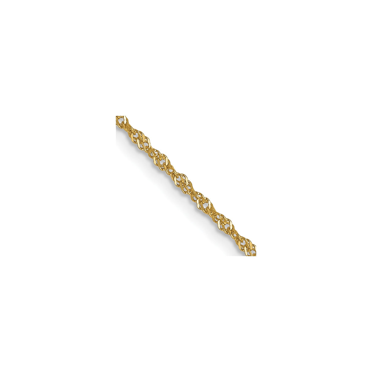 14K Yellow Gold 1 mm Singapore Chain Necklace, Polished detail view