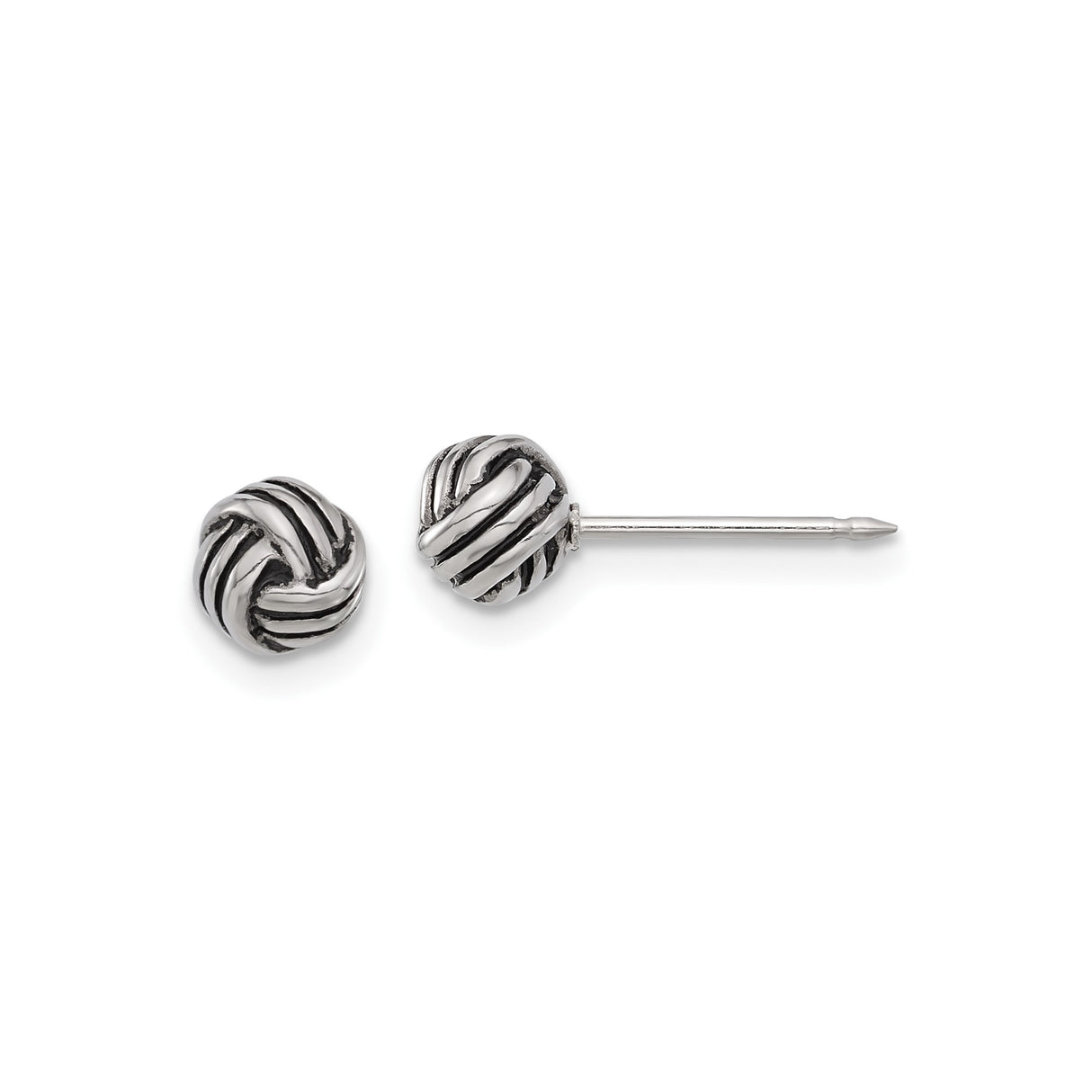Stainless Steel Knot Earrings, Twisted Rope Studs, Minimalist Unisex Jewelry