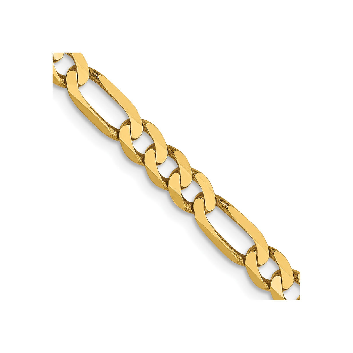 14K Yellow Gold 4 mm Figaro Chain Necklace, Polished detail view