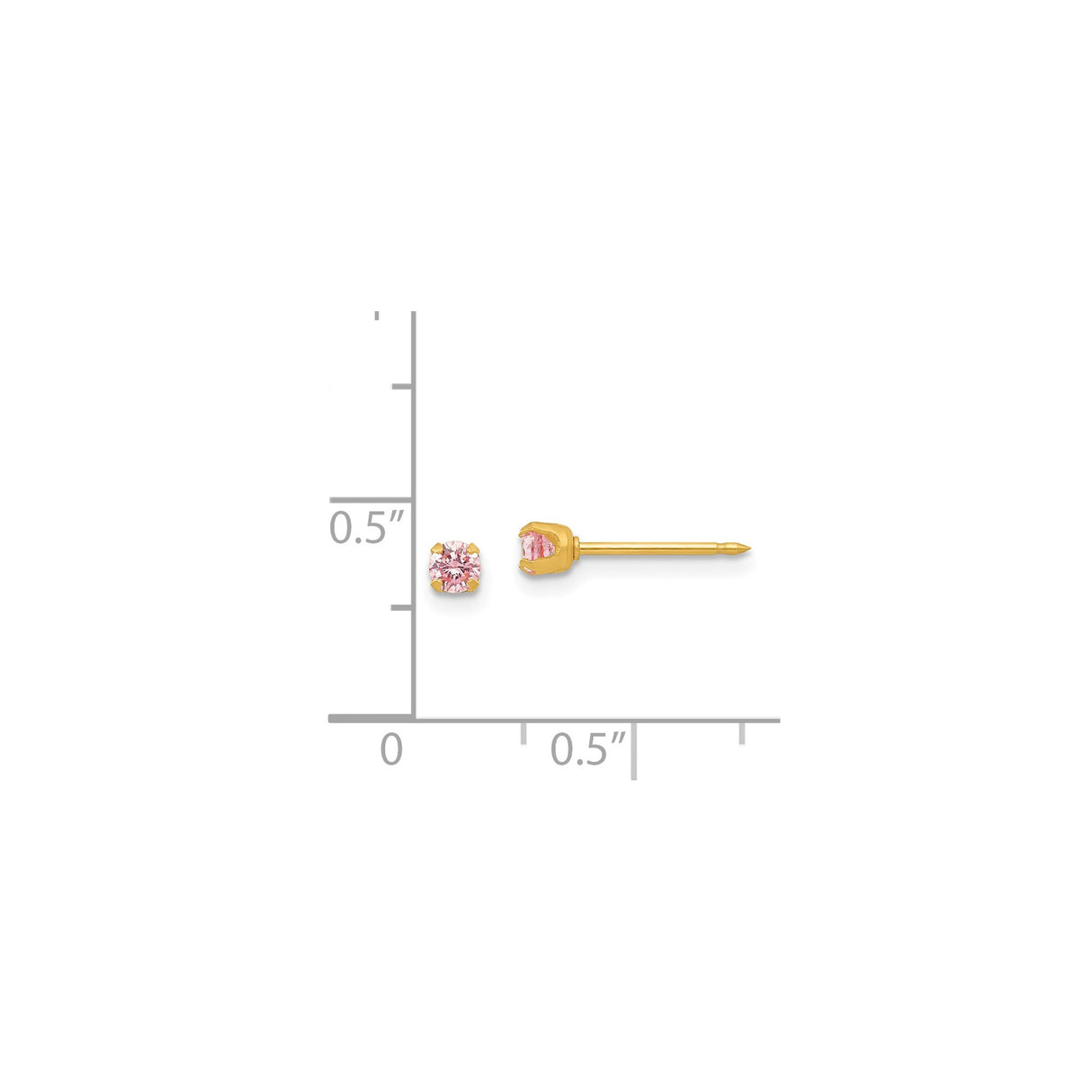 14k Yellow Gold Stud Earrings with Round Pink Gemstones, Classic Minimalist Design for Women