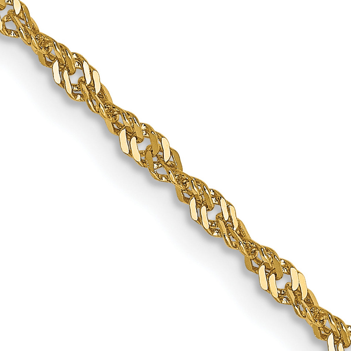 14K Yellow Gold 1.6 mm Singapore Chain Necklace, Polished detail view