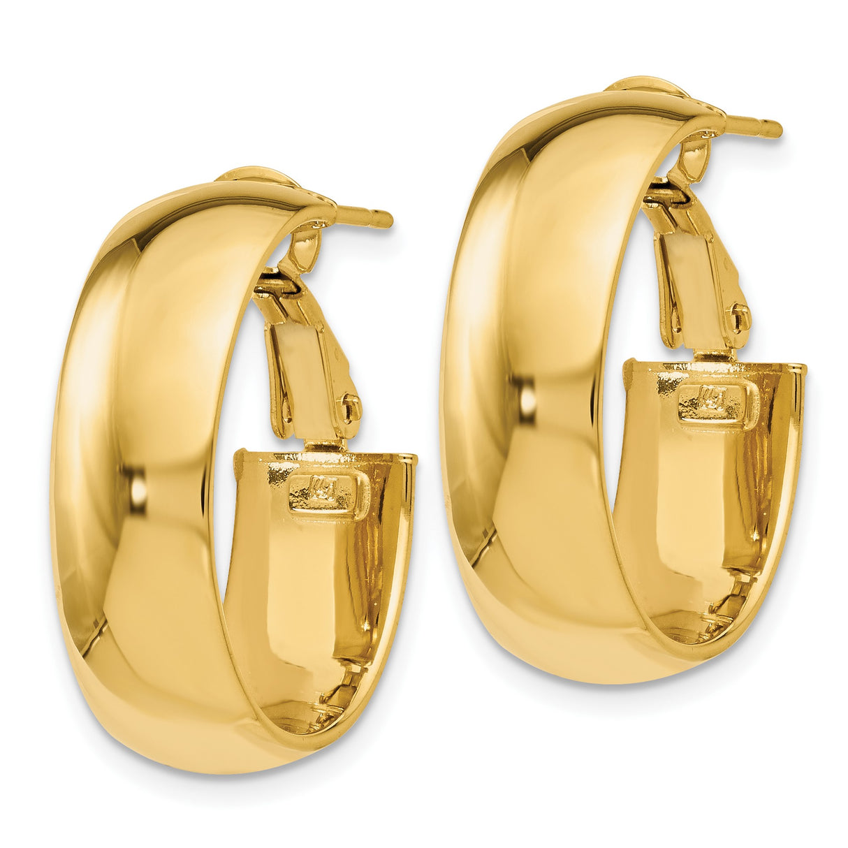 14k Yellow Gold Hoop Earrings, Classic Lightweight Design with High Polish Finish for Women