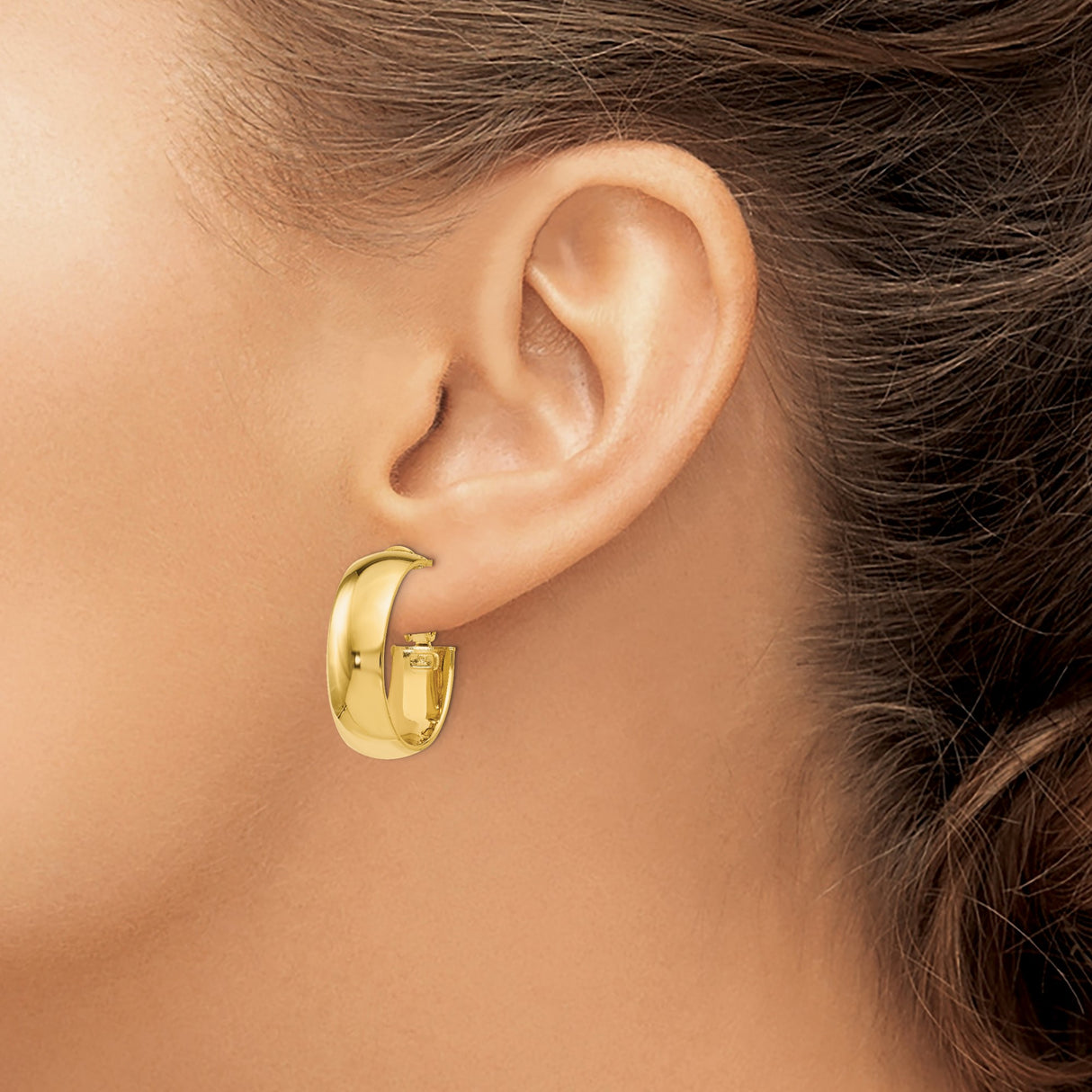 14k Yellow Gold Hoop Earrings, Classic Lightweight Design with High Polish Finish for Women