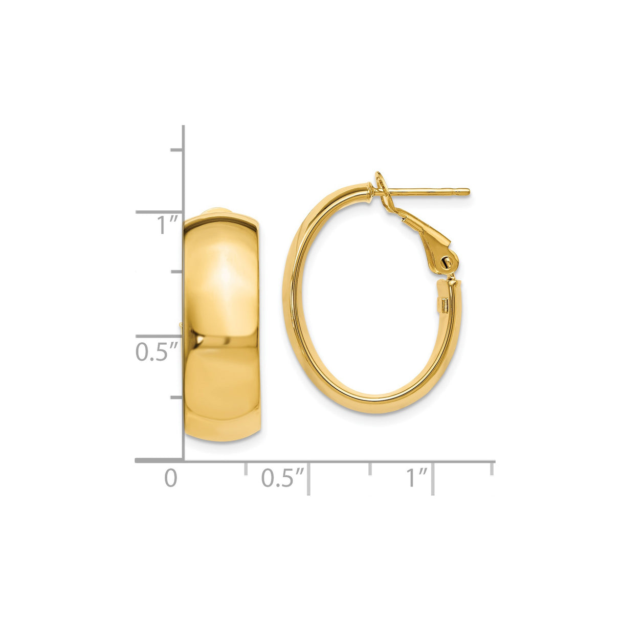 14k Yellow Gold Hoop Earrings, Classic Lightweight Design with High Polish Finish for Women