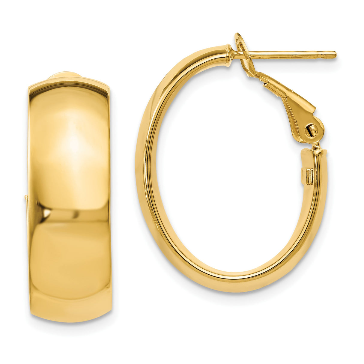 14k Yellow Gold Hoop Earrings, Classic Lightweight Design with High Polish Finish for Women