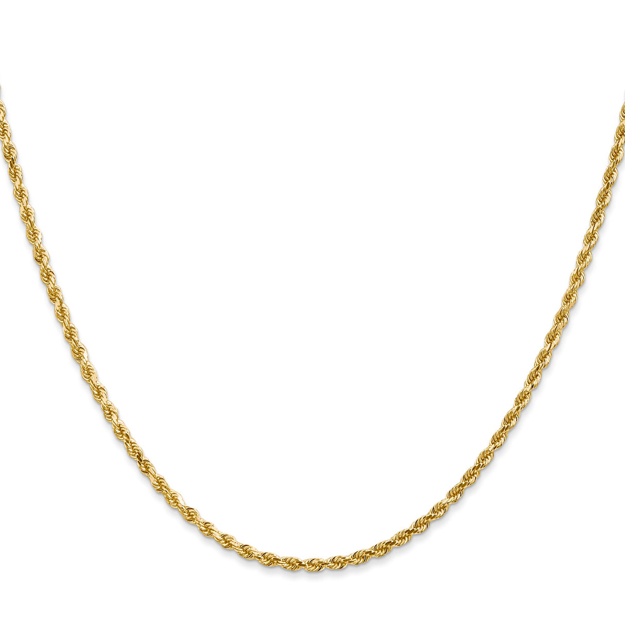 14K Yellow Gold 2 mm Rope Chain Necklace, Polished
