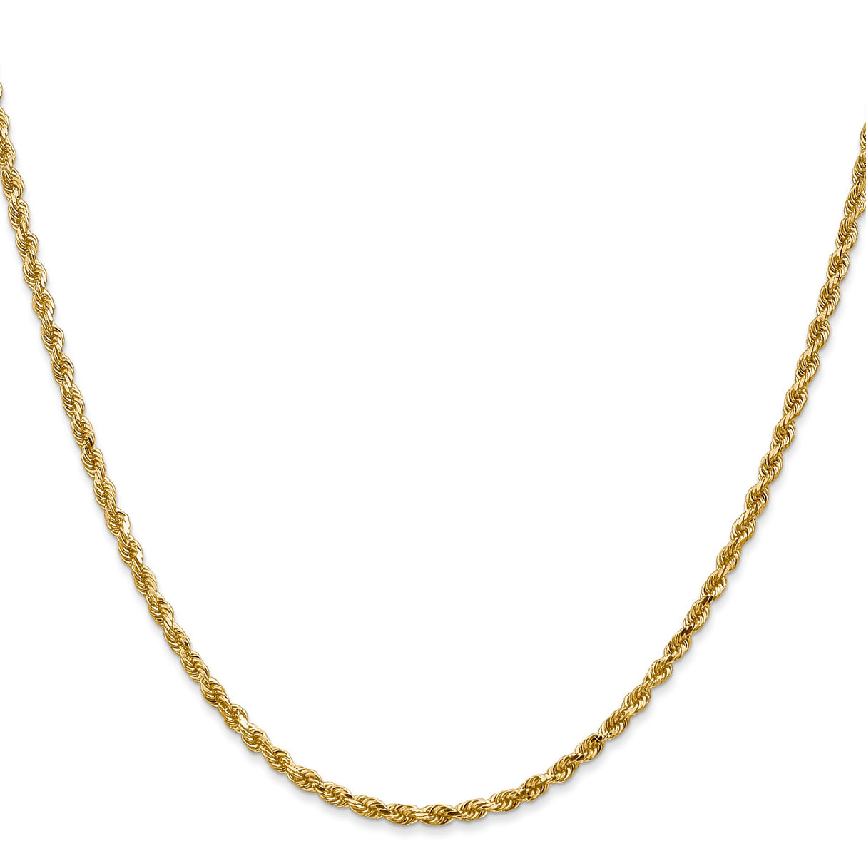 14K Yellow Gold 2.5 mm Rope Chain Necklace, Polished