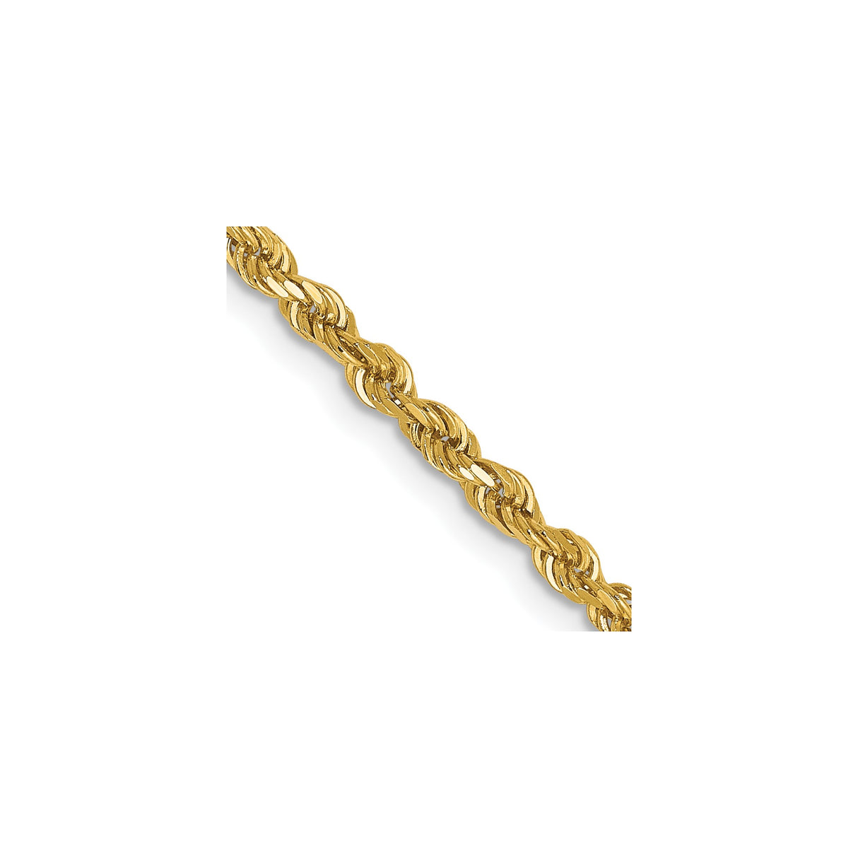 14K Yellow Gold 2.5 mm Rope Chain Necklace, Polished detail view