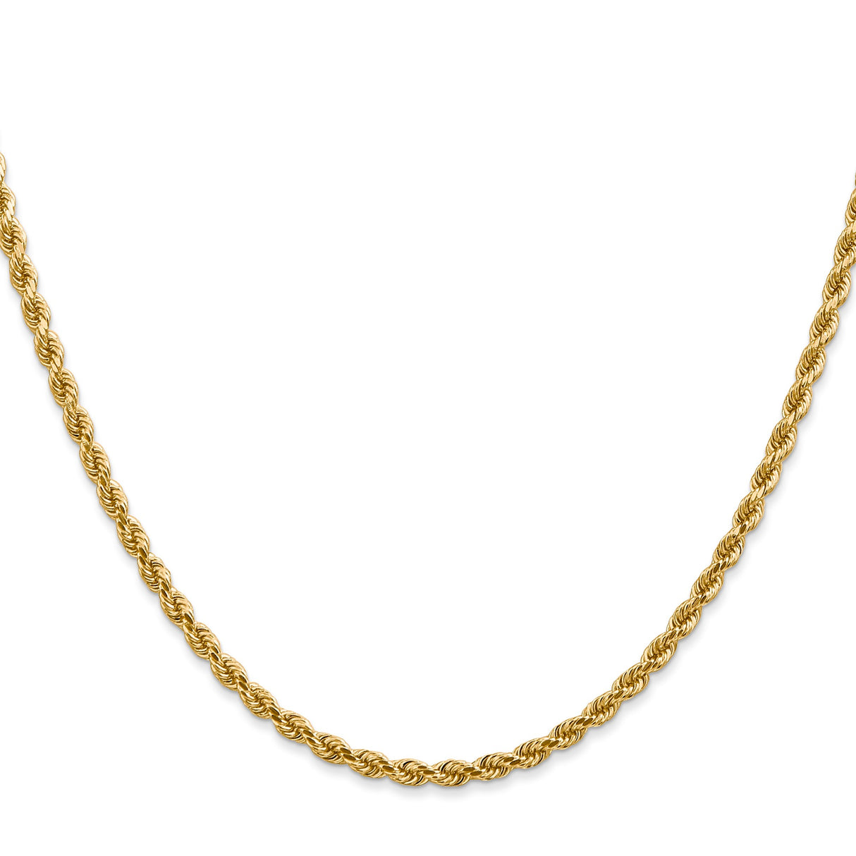 14K Yellow Gold 2.75 mm Rope Chain Necklace, Polished