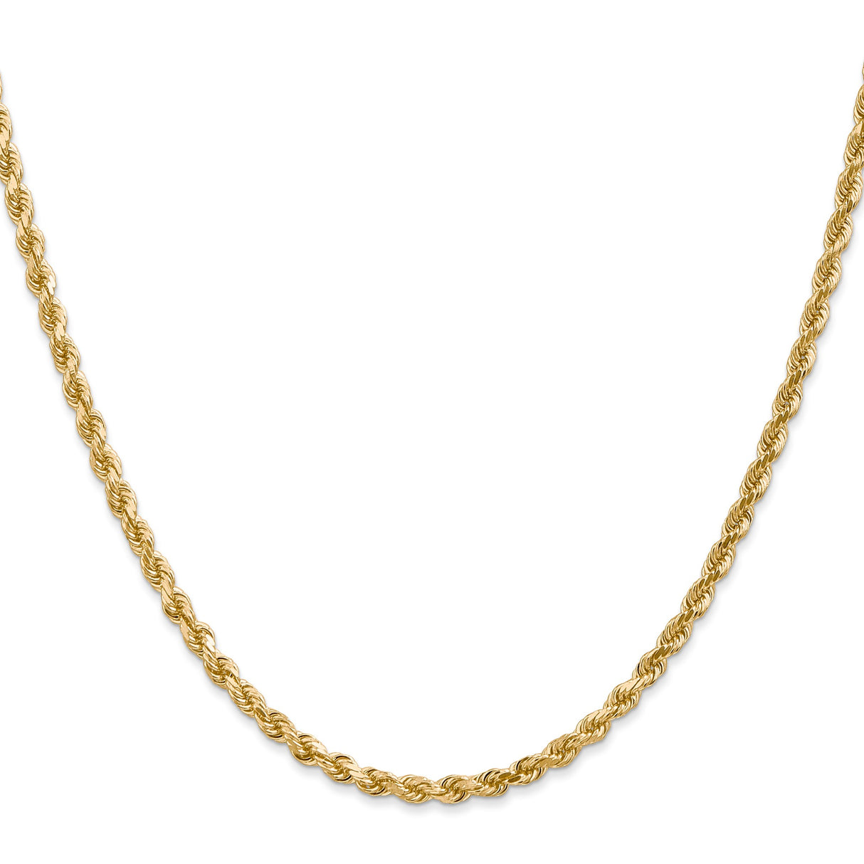 14K Yellow Gold 3 mm Rope Chain Necklace, Polished