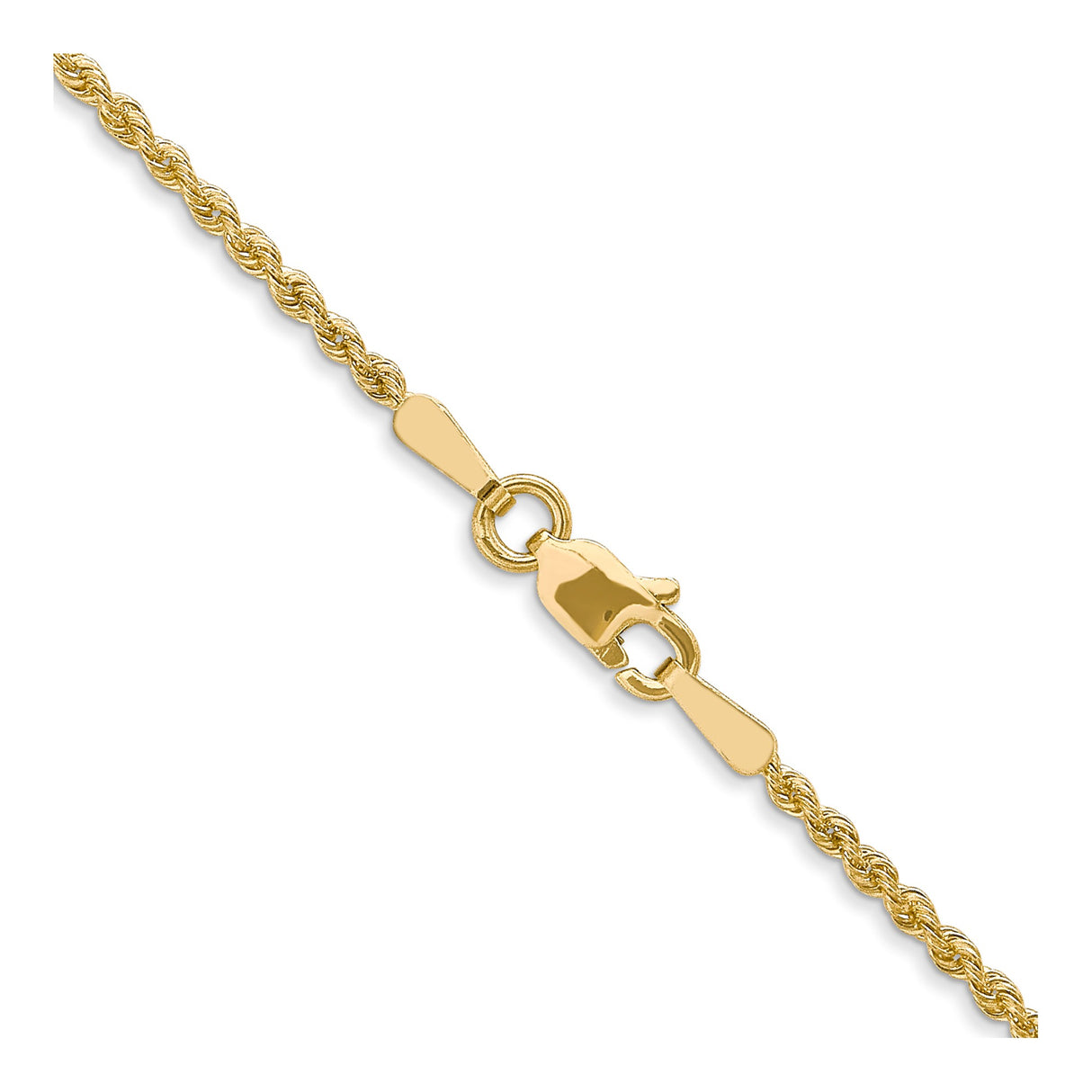 14K Yellow Gold 1.6 mm Rope Chain Necklace, Polished alternate angle