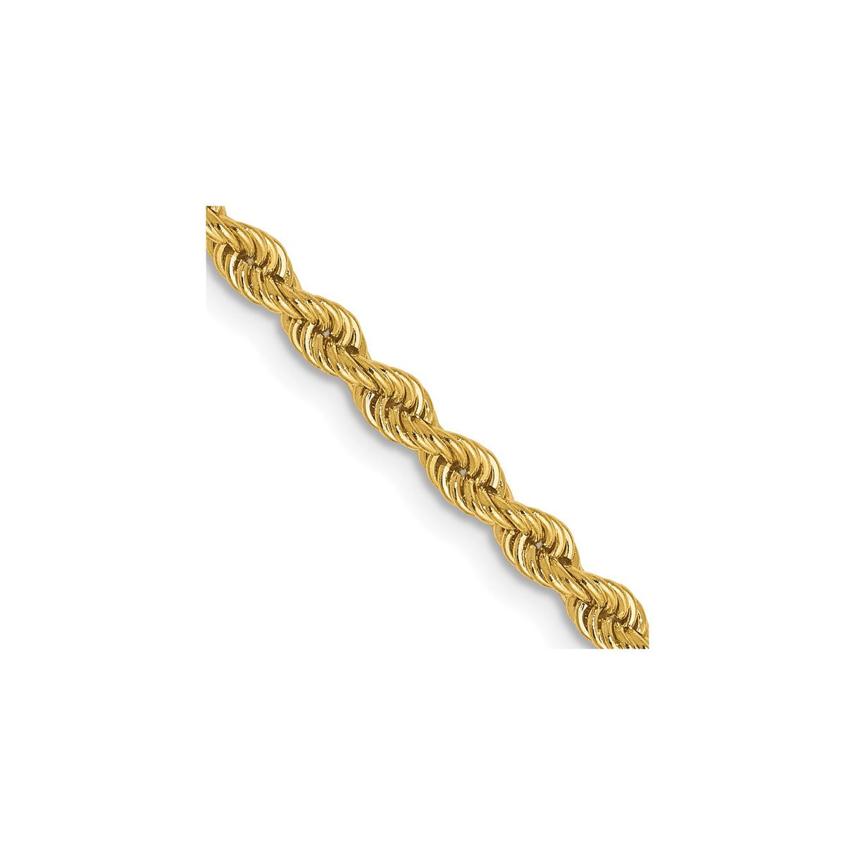 14K Yellow Gold 2.5 mm Rope Chain Necklace, Polished detail view