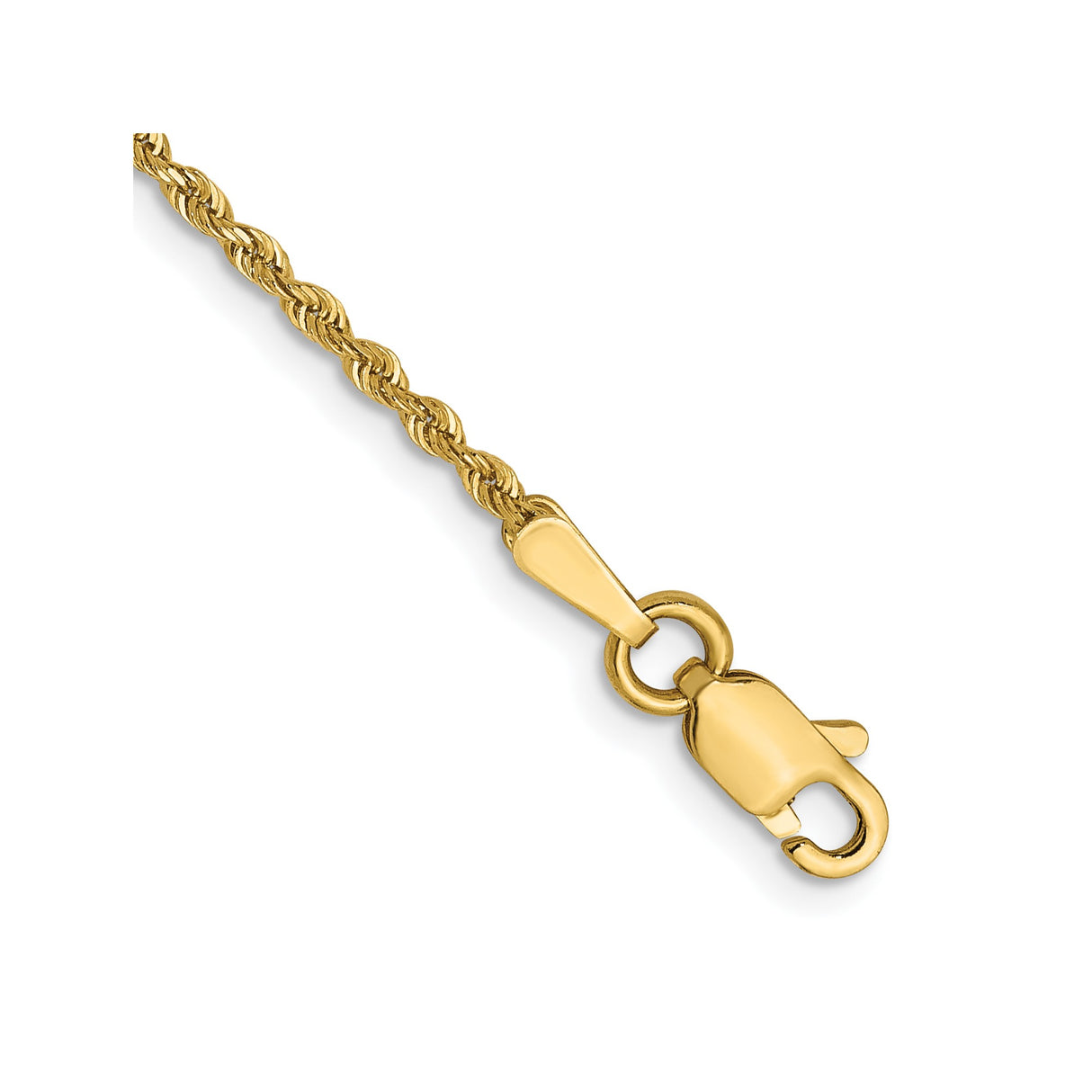 14K Yellow Gold 1.3 mm Rope Chain Bracelet, Polished