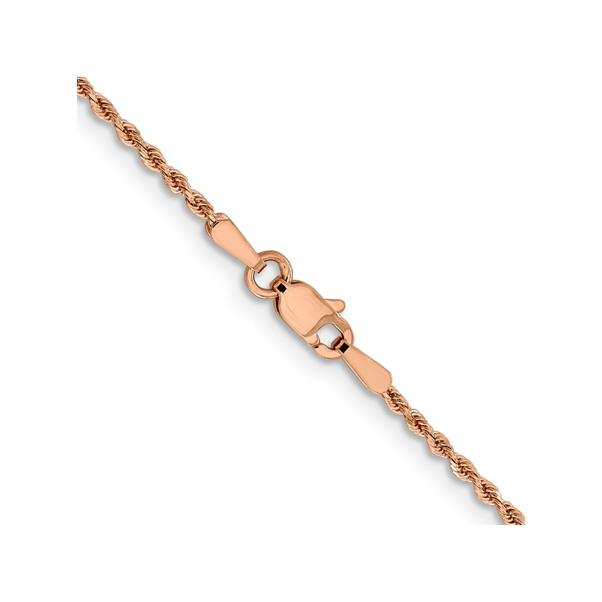 14K Rose Gold 1.5 mm Rope Chain Necklace, Polished alternate angle
